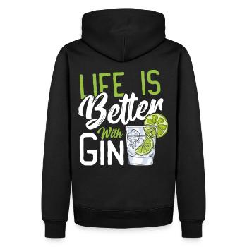 La vie est meilleure avec le gin - Sweat à capuche Premium bio Homme - noir - Dos - Nico (187cm)