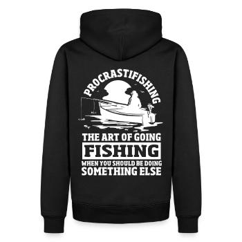 Procrastifishing: The Art of Going Fishing - Männer Premium Bio Hoodie - Schwarz - Hinten - Nico (187cm)