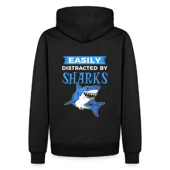 Facilement distrait par les requins poissons requins - Sweat à capuche Premium bio Homme - noir - Dos - Nico (187cm)