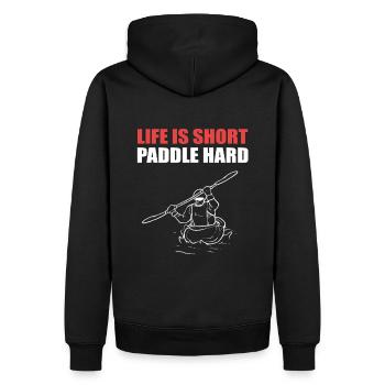 La vie est courte Paddle Hard Rafting En eau vive - Sweat à capuche Premium bio Homme - noir - Dos - Nico (187cm)