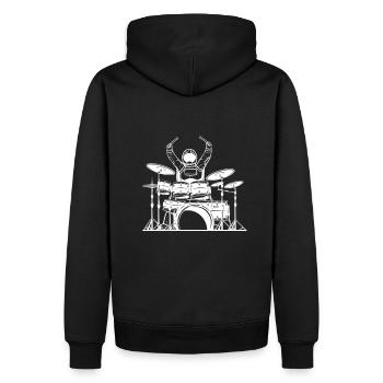Batteur astronaute percussionniste dans l’espace - Sweat à capuche Premium bio Homme - noir - Dos - Nico (187cm)