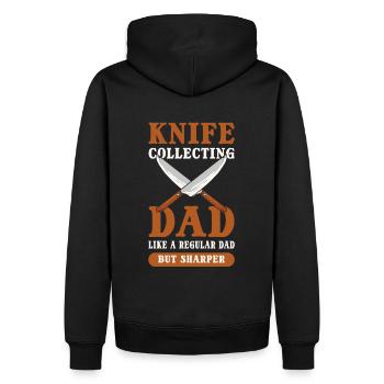 Papa collectionneur de couteaux. Comme un couteau de papa normal - Sweat à capuche Premium bio Homme - noir - Dos - Nico (187cm)