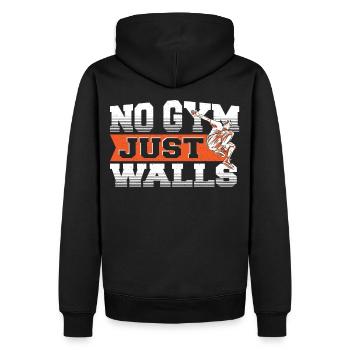 No Gym Just Walls Freerunning Parkour - Men’s Premium Organic Hoodie - black - Back - Nico (187cm)