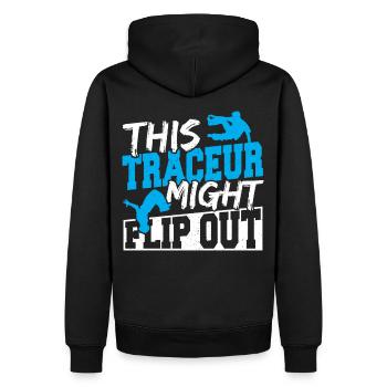 This Traceur Might Flip Out Freerunning Parkour - Männer Premium Bio Hoodie - Schwarz - Hinten - Nico (187cm)
