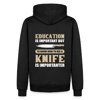 L’éducation est importante pour la chasse aux collectionneurs de couteaux - Sweat à capuche Premium bio Homme - noir - Dos - Nico (187cm)