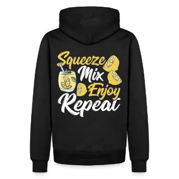 Squeeze Mix Profitez de Répéter Lemonde Stand Boss - Sweat à capuche Premium bio Homme - noir - Dos - Nico (187cm)