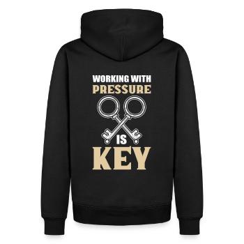 Working With Pressure Is Key Locksmith - Männer Premium Bio Hoodie - Schwarz - Hinten - Nico (187cm)