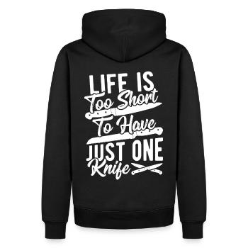 Life Is Too Short To Have Just One Knife Knife - Männer Premium Bio Hoodie - Schwarz - Hinten - Nico (187cm)