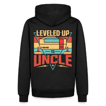 Leveled Up To Uncle Baby Nephew Niece - Männer Premium Bio Hoodie - Schwarz - Hinten - Nico (187cm)