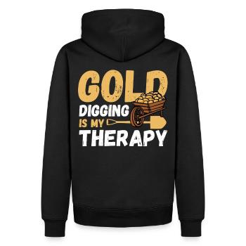 Gold Digging Is My Therapy Gold Panning Gold - Männer Premium Bio Hoodie - Schwarz - Hinten - Nico (187cm)