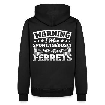 Warning I May Spontaneously Talk About Ferrets - Männer Premium Bio Hoodie - Schwarz - Hinten - Nico (187cm)
