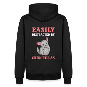 Easily Distracted By Chinchillas Chinchilla Pet - Männer Premium Bio Hoodie - Schwarz - Hinten - Nico (187cm)