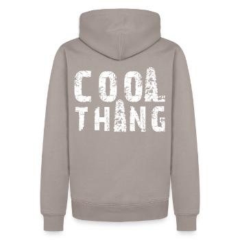 Cool Thing Track - Männer Premium Bio Hoodie - Taupe - Hinten - Nico (187cm)