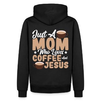 Juste une maman qui aime le café et Jésus - Sweat à capuche Premium bio Homme - noir - Dos - Nico (187cm)