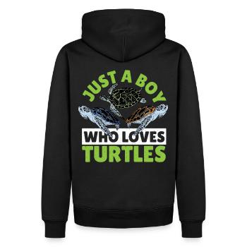 Just A Boy Who Loves Turtles Ocean Animal Sea - Männer Premium Bio Hoodie - Schwarz - Hinten - Nico (187cm)
