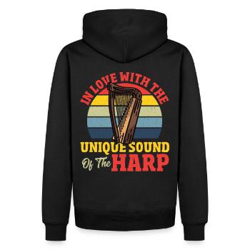 In Love With The Unique Sound Of The Harp Player - Männer Premium Bio Hoodie - Schwarz - Hinten - Nico (187cm)