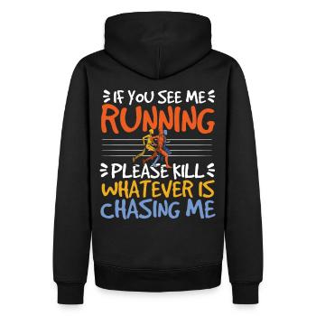 If You See Me Running Jogging Marathon Runner - Männer Premium Bio Hoodie - Schwarz - Hinten - Nico (187cm)