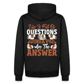 La vie est pleine de questions. Les cochons d’Inde sont les - Sweat à capuche Premium bio Homme - noir - Dos - Nico (187cm)