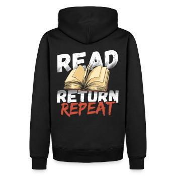 Lire Retour Répéter Bibliothécaire Bibliothèque Amateur de livres - Sweat à capuche Premium bio Homme - noir - Dos - Nico (187cm)