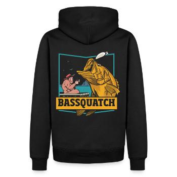 Perche Bigfoot Pêche Pêcheur Singe Homme Canne à pêche - Sweat à capuche Premium bio Homme - noir - Dos - Nico (187cm)