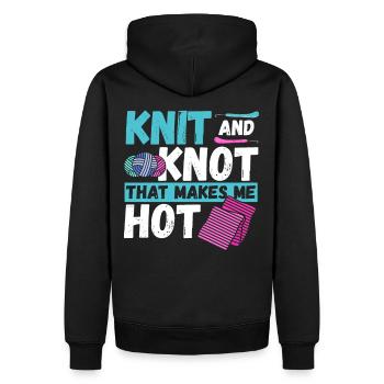Knit and Knot that makes me Hot Knitting Crochet - Men’s Premium Organic Hoodie - black - Back - Nico (187cm)