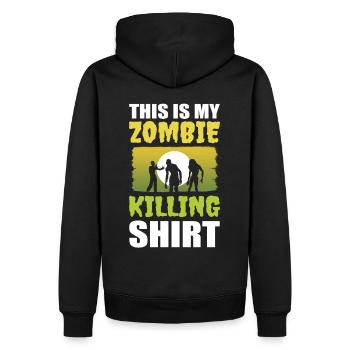 This Is My Zombie Killing Shirt Gamer Zombie - Männer Premium Bio Hoodie - Schwarz - Hinten - Nico (187cm)