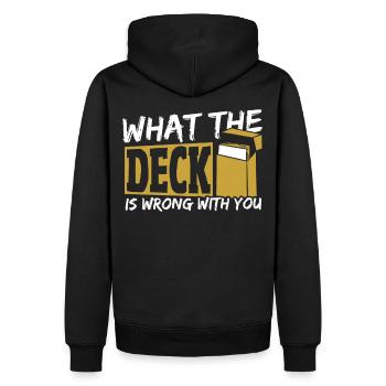 What The Deck Is Wrong With You Trading Card Game - Männer Premium Bio Hoodie - Schwarz - Hinten - Nico (187cm)