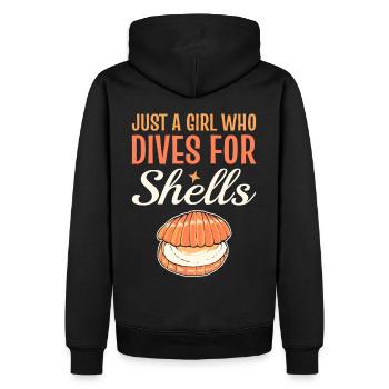 Just A Girl Who Dives For Shells Scalloping - Männer Premium Bio Hoodie - Schwarz - Hinten - Nico (187cm)