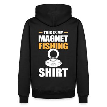 This Is My Magnet Fishing Shirt Magnet Fish - Men’s Premium Organic Hoodie - black - Back - Nico (187cm)