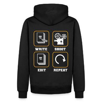 Écrire Le tournage Monter Répéter Cinéaste Réalisateur - Sweat à capuche Premium bio Homme - noir - Dos - Nico (187cm)