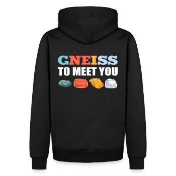 Gneiss To Meet You Mineral Collecting Ores - Männer Premium Bio Hoodie - Schwarz - Hinten - Nico (187cm)