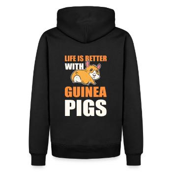 La vie est meilleure avec les cochons d’Inde Amoureux des cochons d’Inde - Sweat à capuche Premium bio Homme - noir - Dos - Nico (187cm)