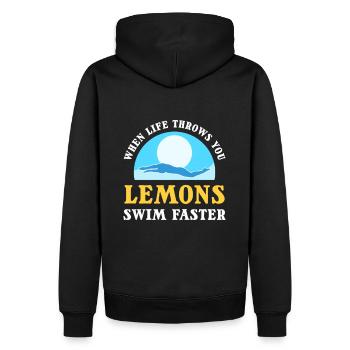 When Life Throws You Lemons, Swim Faster Swimming - Men’s Premium Organic Hoodie - black - Back - Nico (187cm)