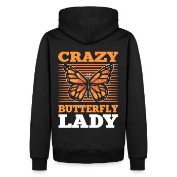 Crazy Butterfly Lady Monarque Papillon - Sweat à capuche Premium bio Homme - noir - Dos - Nico (187cm)