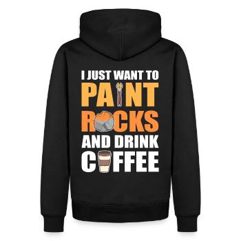 Je veux juste peindre des roches et boire du café rock - Sweat à capuche Premium bio Homme - noir - Dos - Nico (187cm)