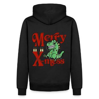 Frohe Weihnachten lustige Dino-Weihnachten - Männer Premium Bio Hoodie - Schwarz - Hinten - Nico (187cm)
