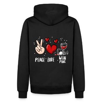 Wein Pong Trinkspiel - Männer Premium Bio Hoodie - Schwarz - Hinten - Nico (187cm)