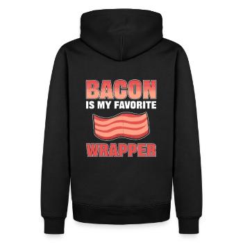 Bacon Is My Favorite Wrapper Bacon Meat BBQ - Men’s Premium Organic Hoodie - black - Back - Nico (187cm)
