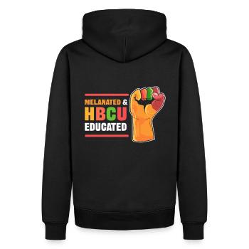 Melanated And HBCU Educated Black History College - Männer Premium Bio Hoodie - Schwarz - Hinten - Nico (187cm)