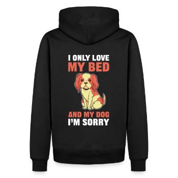 Je n’aime que mon lit et mon chien Je suis désolé propriétaire du chien - Sweat à capuche Premium bio Homme - noir - Dos - Nico (187cm)