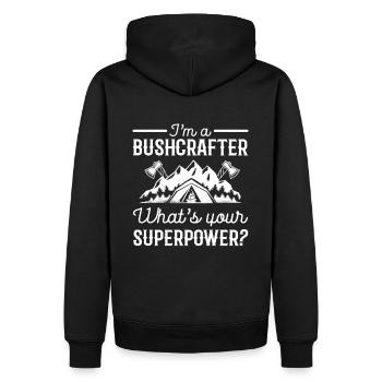 Je suis un Bushcrafter Quel est votre superpouvoir - Sweat à capuche Premium bio Homme - noir - Dos - Nico (187cm)