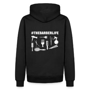 #TheBarberLife Coiffeur Coiffeur - Sweat à capuche Premium bio Homme - noir - Dos - Nico (187cm)