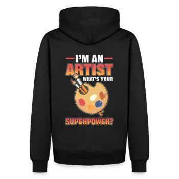 Je suis un artiste Quel est votre dessin de superpuissance - Sweat à capuche Premium bio Homme - noir - Dos - Nico (187cm)