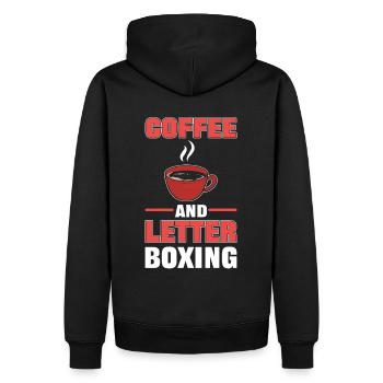 Lettrage de café et de boîte aux lettres - Sweat à capuche Premium bio Homme - noir - Dos - Nico (187cm)