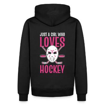 Juste une fille qui aime le hockey Fille de hockey sur glace - Sweat à capuche Premium bio Homme - noir - Dos - Nico (187cm)