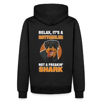 Détendez-vous, c’est un rottweiler, pas un requin monstrueux - Sweat à capuche Premium bio Homme - noir - Dos - Nico (187cm)