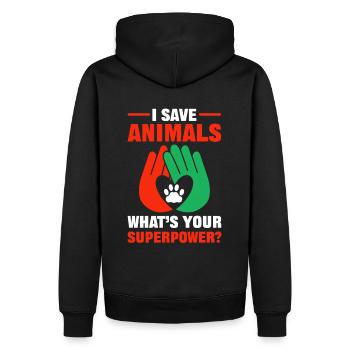 I Save Animals Whats Your Superpower Wildlife - Men’s Premium Organic Hoodie - black - Back - Nico (187cm)