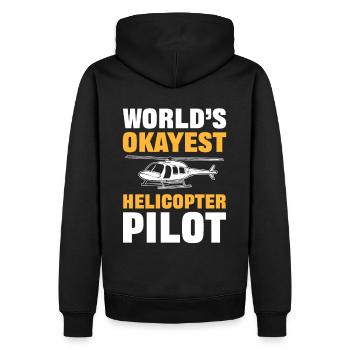 Worlds Okayest Helicopter Pilot - Männer Premium Bio Hoodie - Schwarz - Hinten - Nico (187cm)