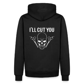 Je vais vous couper Coiffeur ciseaux Coiffeur - Sweat à capuche Premium bio Homme - noir - Dos - Nico (187cm)