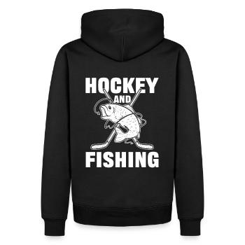 Hockey And Fishing Ice Hockey Fish Hunting - Men’s Premium Organic Hoodie - black - Back - Nico (187cm)